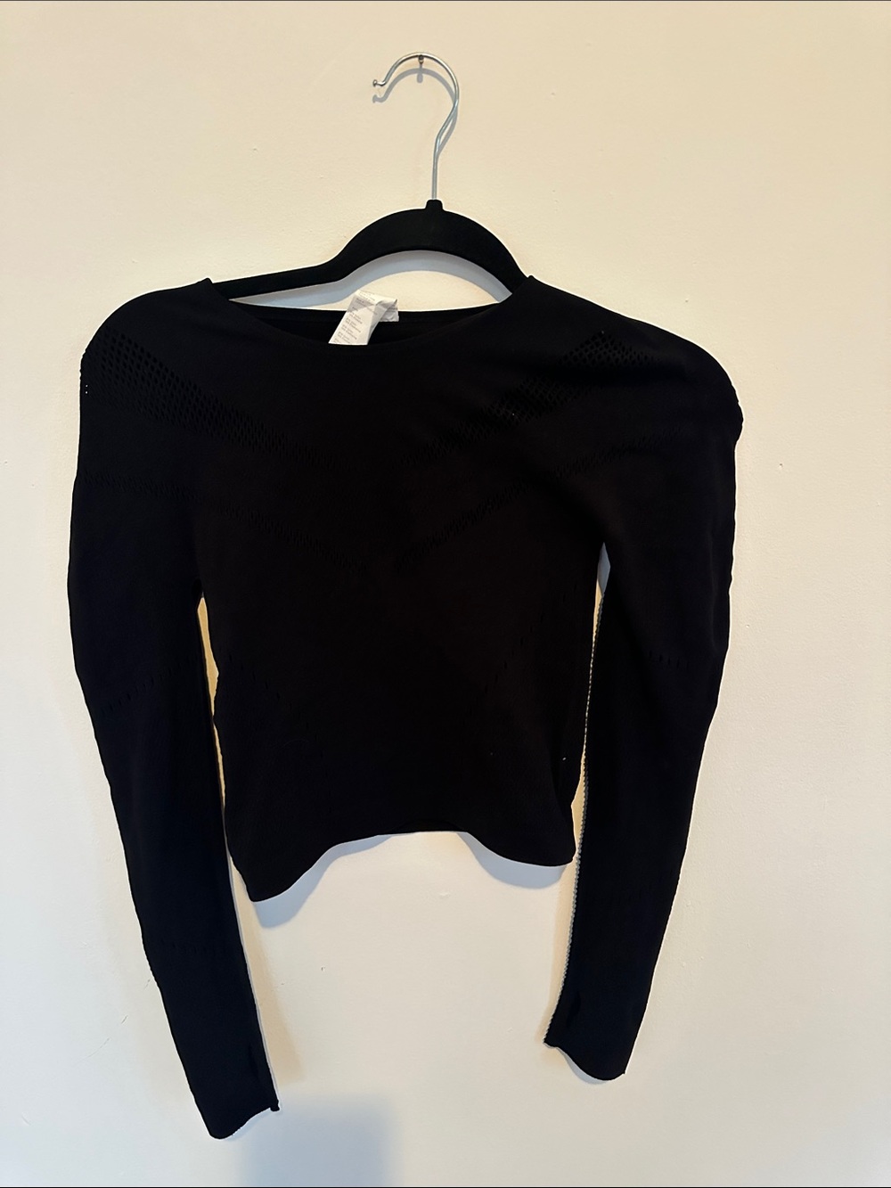 Fabletics Black Long-Sleeve Knit Crew Top